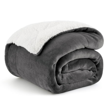 U by Bedsure Sherpa Fleece Throw Blanket Charcoal - Thick and Warm, Soft and Fuzzy Throw, 50x60 inches