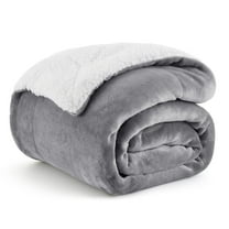 U by Bedsure Sherpa Fleece Throw Blanket Grey - Thick and Warm Blankets Soft and Fuzzy Throw, 50x60 inches