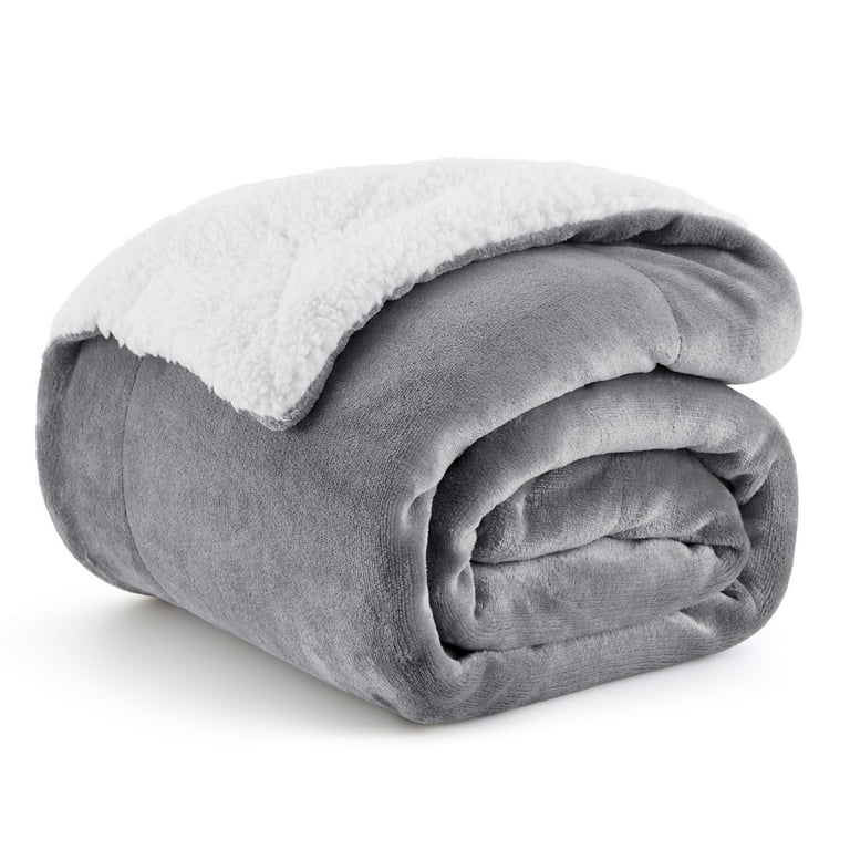 U by Bedsure Sherpa Fleece Throw Blanket Grey Thick and Warm