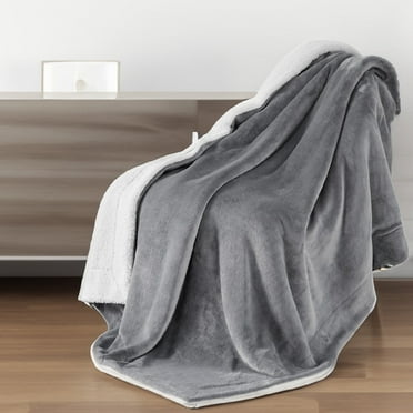 Cozy Comfort Sherpa Fleece Throw Blanket Grey - Thick and Warm Blankets Soft and Fuzzy Throw, 50x60 inches
