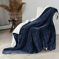 thumbnail image 1 of Cozy Comfort Sherpa Fleece Throw Blanket Navy - Thick and Warm Blankets, Soft Fuzzy Throw, 50x60 inches, 1 of 6