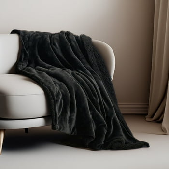 Cozy Comfort Sherpa Fleece Throw Blanket Twin Black - Thick Warm Blankets, Soft Twin Blanket, 60x80 inches