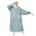 thumbnail image 1 of Cozy Comfort Standard Side Split and Belt Wearable Blanket Hoodie, Long Sherpa Fleece Blanket Sweatshirt, Light Green, 1 of 7
