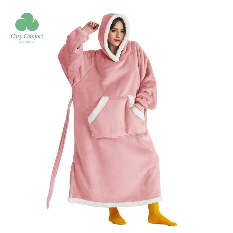 Bedsure Wearable Blanket Hoodie, Sherpa Fleece, Standard Split