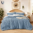thumbnail image 1 of U by Bedsure Tufted Boho Comforter Set, 3 Pieces Farmhouse Shabby Chic Embroidery Bed Set, Soft Jacquard Comforter for All Seasons,King,Grey Blue, 1 of 6