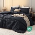 thumbnail image 1 of Cozy Comfort Twin Comforter Set with Sheet - 3 Pieces Soft Black Bedding Sets, Grid Pinch Pleat, All Season Lightweight Fluffy Bed Set, 1 of 6