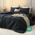thumbnail image 1 of Twin Comforter Set with Sheet - 3 Pieces Soft Black Bedding Sets, Grid Pinch Pleat, All Season Lightweight Fluffy Bed Set, 1 of 6