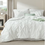 Cozy Comfort Twin Comforter Set, 5 Pieces White Boho Farmhouse Shabby Chic Embroidery Bedding Sets, Geometric Pattern Bed in a Bag with Reversible Comforter, Sheets, Pillowcases & Shams