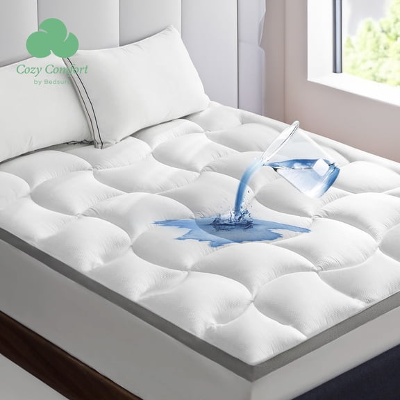 Cozy Comfort Twin Mattress Topper Waterproof - Pillow Top Mattress Protector Extra Thick with 8-21" Deep Pocket, Mattress Pad Fitted, Soft Bed Topper for Twin Size Bed