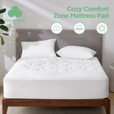 Cozy Comfort Twin-XL Mattress Pad White, Breathable Soft Quilted Fitted Mattress Cover Topper Fits 8" to 21", 39x80 Inches