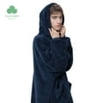 thumbnail image 1 of Cozy Comfort Wearable Blanket Hoodie, Sherpa Soft Solid Print Pullover Sweatshirt, Charcoal, 1 of 6