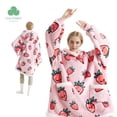 thumbnail image 1 of Cozy Comfort Wearable Blanket Hoodie with Sleeves - Sherpa Hooded Blanket Pink as Strawberry Gifts for Mom Women Girlfriend, Warm Blanket Sweatshirt Adult, 1 of 6