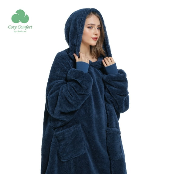 Cozy Comfort Wearable Blanket Hoodie for Women - Cozy Sherpa Hoodie Blanket for Adult Men, Warm Hooded Blanket Sweatshirt with Pockets as Gifts for Girlfriend, Charcoal