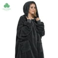 thumbnail image 1 of Cozy Comfort Wearable Blanket Hoodie for Women - Warm Sweatshirt for Adult Men, Girlfriend, Charcoal, 1 of 6