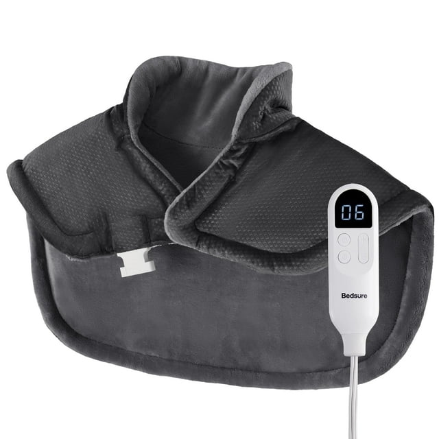 Cozy Comfort Weighted Heating Pad with Massager - Electric Heating Pad for Back with Massaging Vibrations, 3 Heating Levels & 9 Massage Types, 27 Relaxing Combinations, 20"x 24", Grey