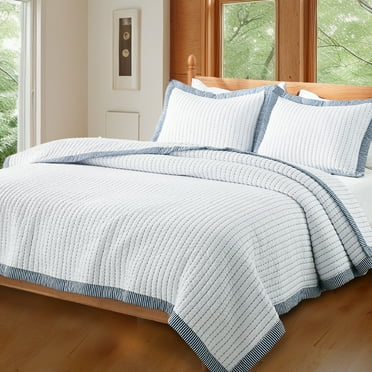 Cozy Comfort White Bedspread Coverlet Queen Size - Lightweight Soft Quilt Bedding Set for All Seasons, Corduroy Pattern Quilt Set, 3 Pieces, 1 Quilt (90"x96") & 2 Pillow Shams (20"x26" 2")..