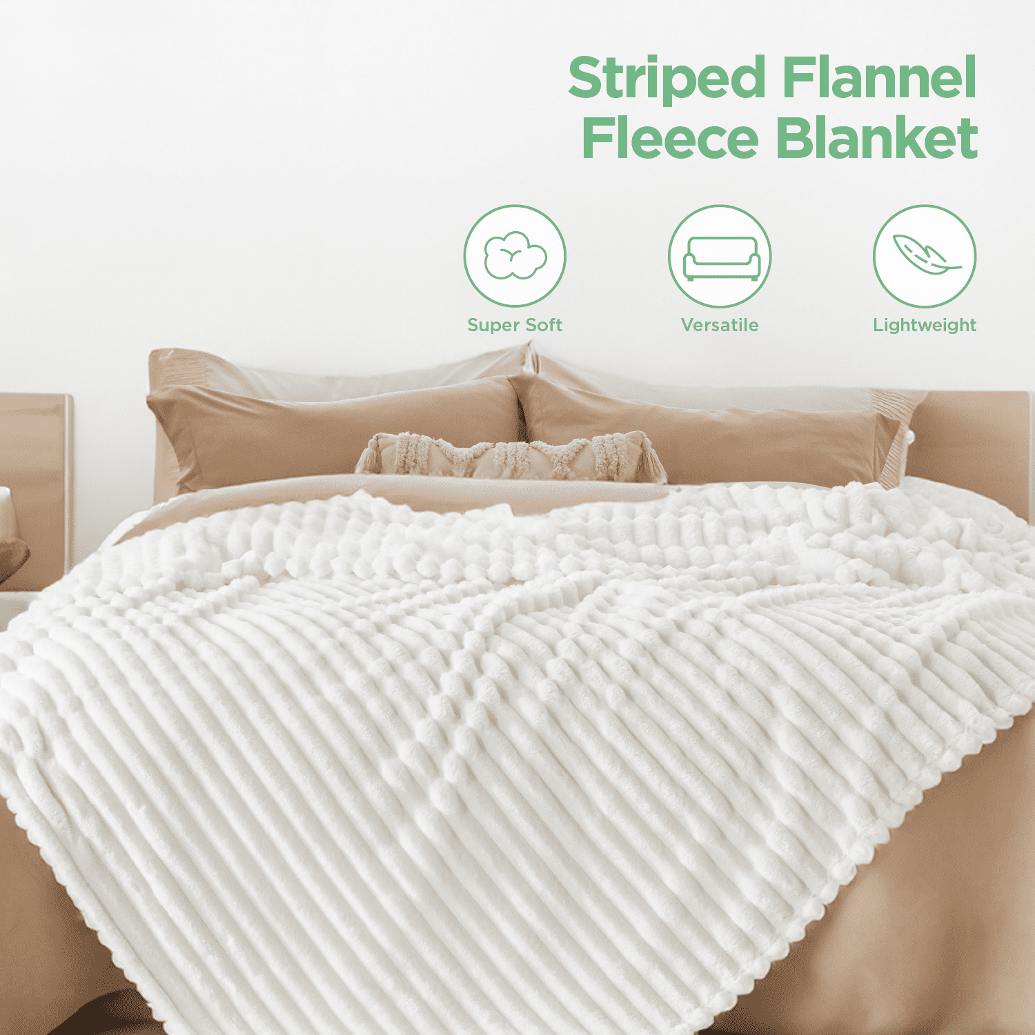 Bedsure White Fleece King Blanket, Soft Lightweight Microfiber
