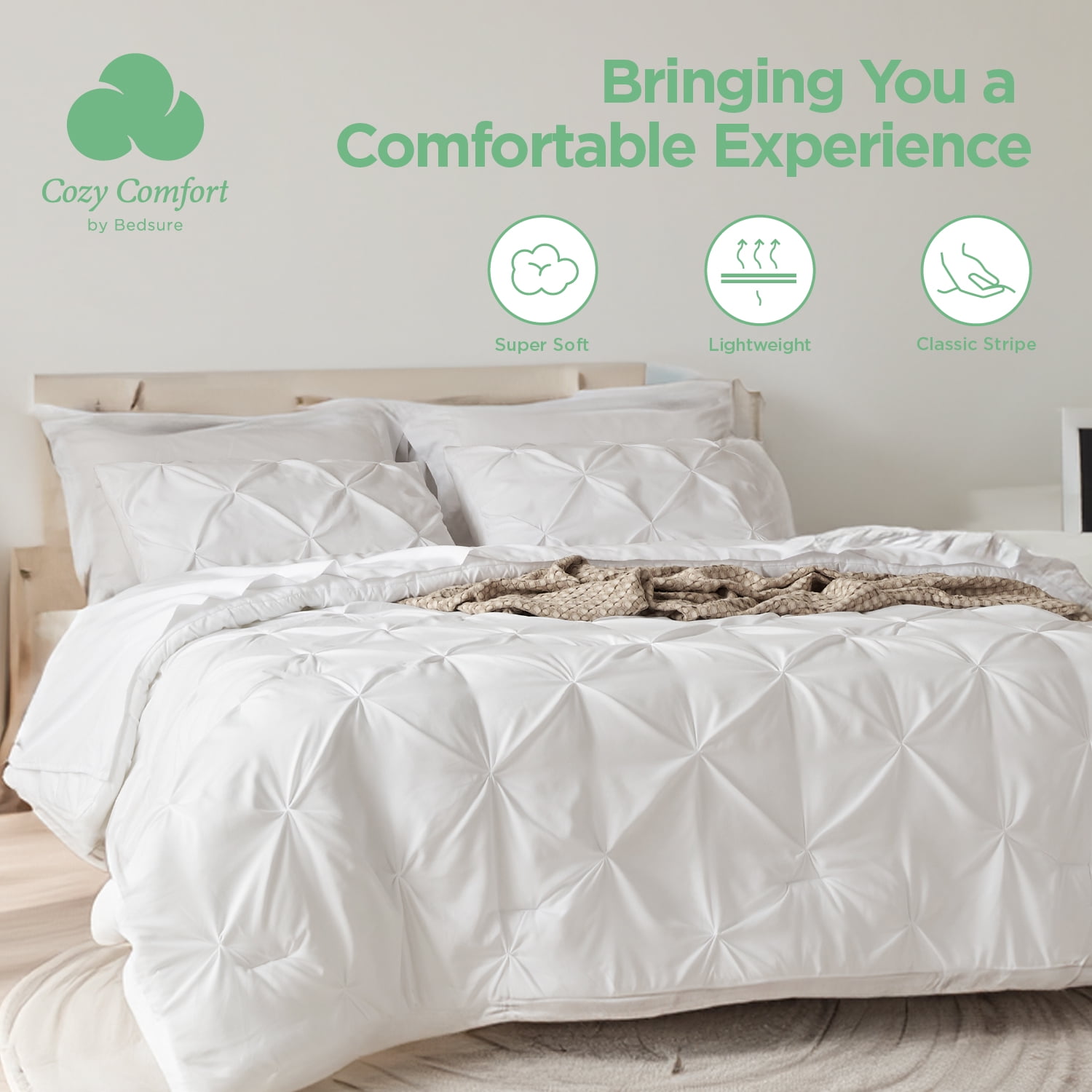 Cozy Comfort White Full Comforter Sets - 7 Pieces Pintuck Cozy Comfort White Full Comforter Sets - 7 Pieces Pintuck
