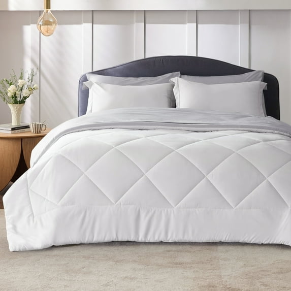 U by Bedsure White King Size Comforter Set - 7 Pieces Reversible King Bed in a Bag with Comforters, Sheets, Pillowcases & Shams, White King Bedding Set