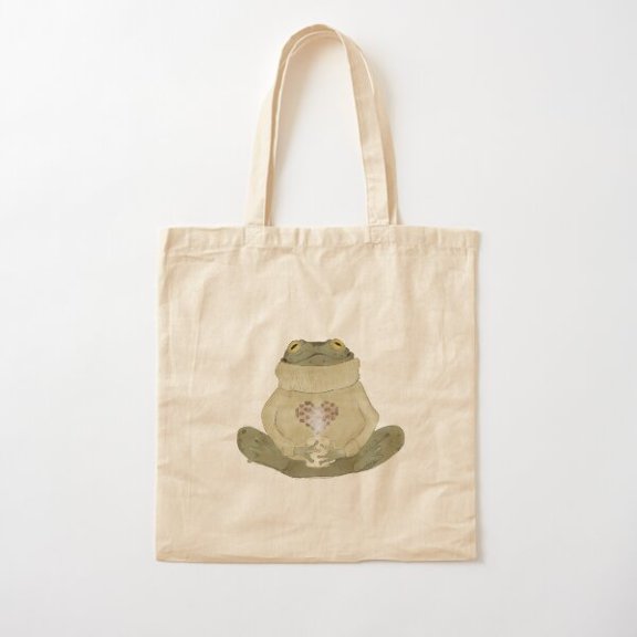 Cozy Comfy Frog Canvas Tote Bags, Reusable Shopping Bag