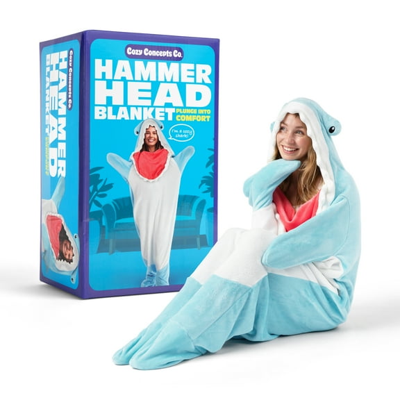 Cozy Concepts Hammerhead Shark Blanket by What Do You Meme? Wearable 70" Throw Blanket with Sleeves