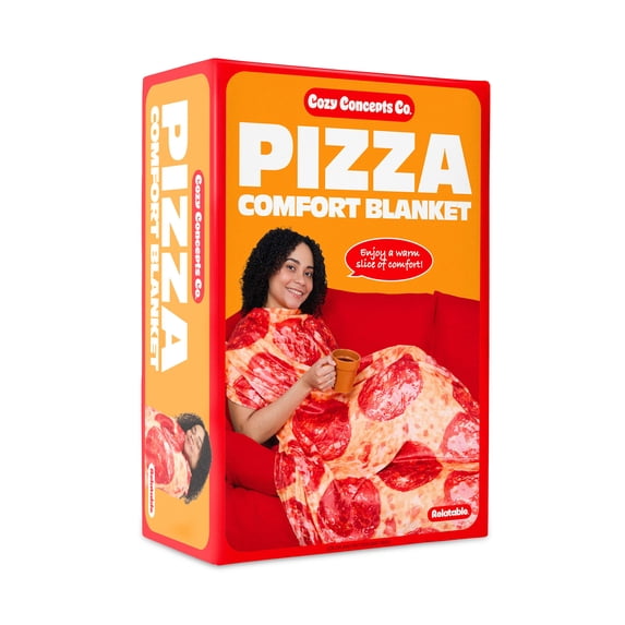 Cozy Concepts Co. Pizza Blanket by Relatable, Large 65” Cozy Fleece Throw Blanket, Funny Gag Gift