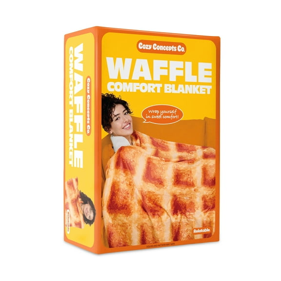 Cozy Concepts Co. Waffle Blanket by What Do You Meme? 65" Soft Fleece Throw with Butter Square