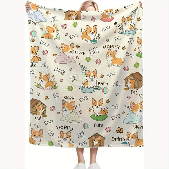 Cozy Corgi Dog Blanket: Perfect for Corgi Lovers Suitable for All Seasons And Machine Washable