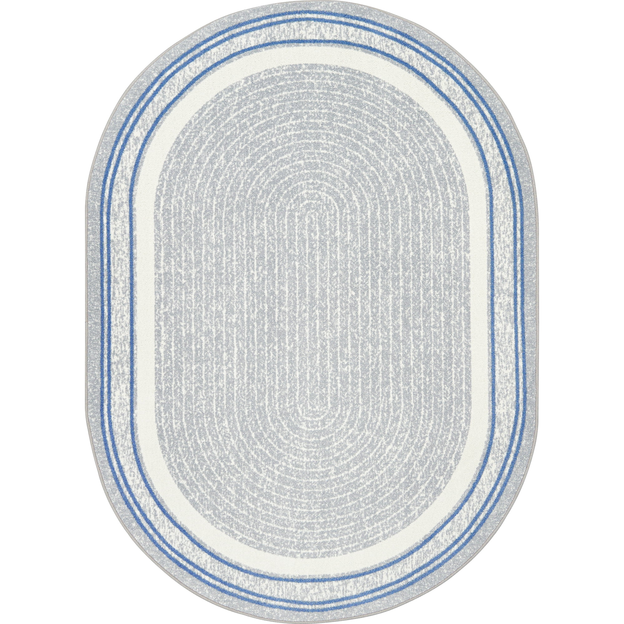 Joy Carpets Kid Essentials Cozy Corner 7'8" x 10'9" Oval Indoor Area Rug in Color Light Blue