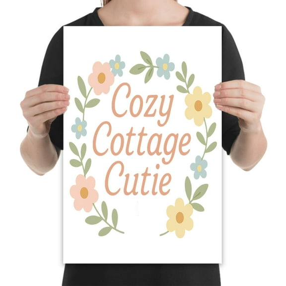 Cozy Cottage Cutie Floral Wall Art Print for Cottagecore Aesthetic D√©cor