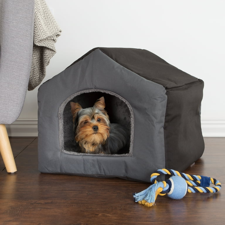 PETMAKER Cozy Cottage House Shaped Pet Bed 19 x 18.5 x 17 Pet Bed Gray Solid