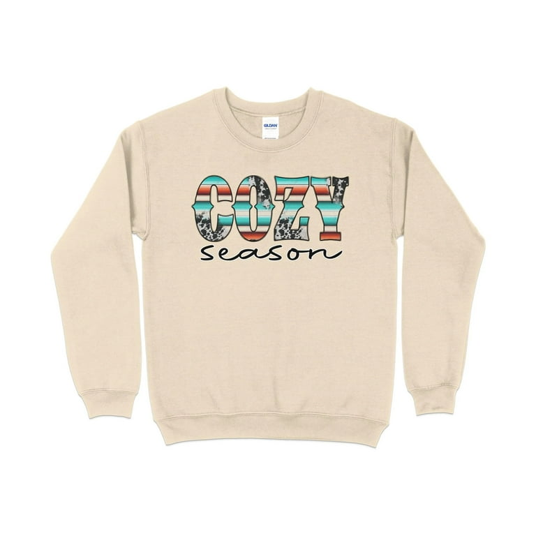 Cozy Cow Print Season Sweatshirt Fall Sweater Farm Animals Sweatshirt Cute Country Sweatshirt Fall Clothing Cow Sweater