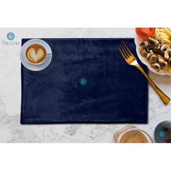 The Cozy Creations Set of 16 Velvet Placemats, Table Place Mats for Dining Table Decor Luxurious Velvet Wedding Christmas Party Decor Placemats, Blue Velvet Placemat, 13x18 Inch