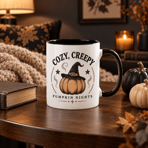 Cozy Creepy Pumpkin Witch Hat Ceramic Coffee Mug Halloween Gift