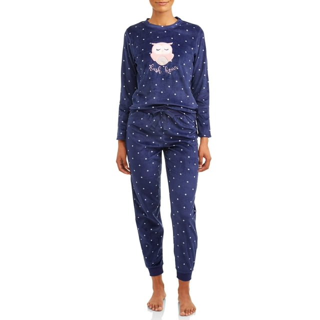 Cozy Critter Women's Super Plush Applique Character Pajama Set