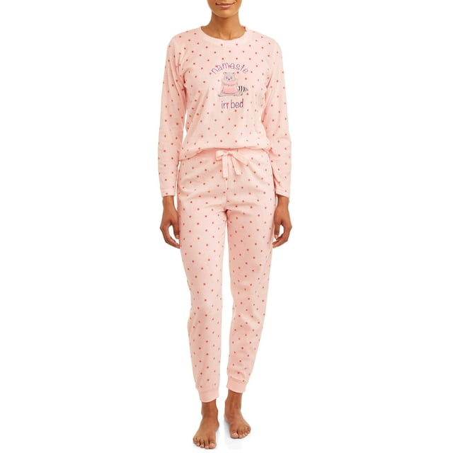 Cozy Critter Women's Super Plush Applique Character Pajama Set