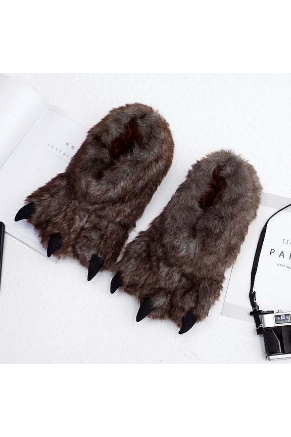 Cozy Critters Animal Paw Slippers for Adults - Fun Furry Footwear, Soft Costume Slippers for Indoor Comfort (Lion Paw)