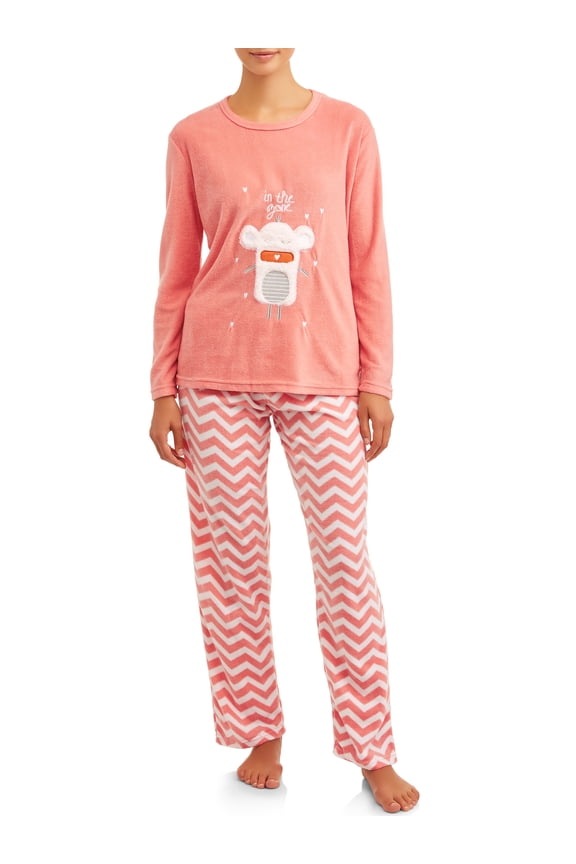 Women's Super Plush Pajama Set with Embroidered Character