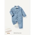 thumbnail image 1 of Cozy Cub Baby Boy Button Front Pocket Patched Teddy Lined Jumpsuit, 1 of 5