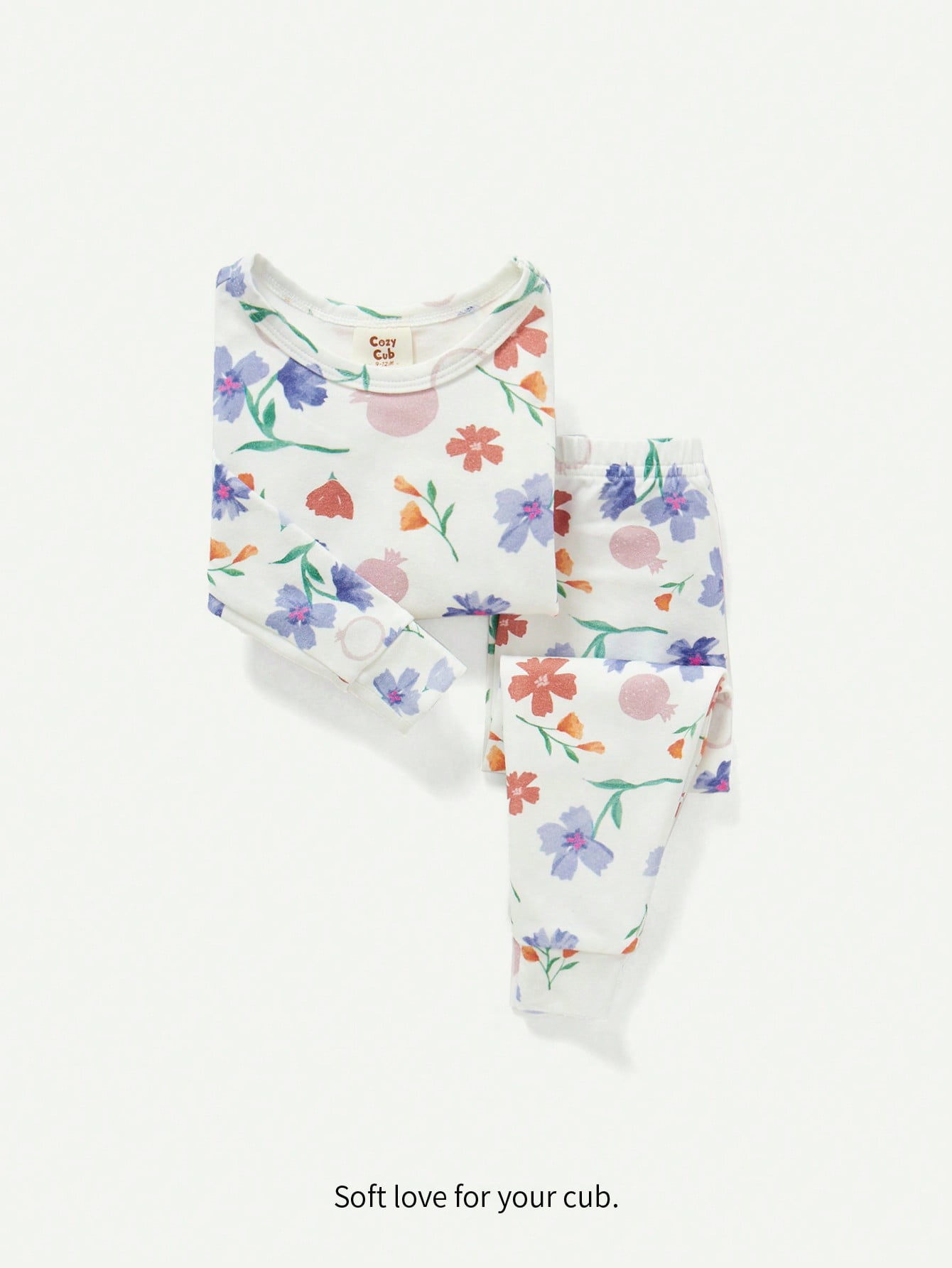 Cozy Cub Baby Girl Snug Fit Flower Pattern Round Neck Long Sleeve Top