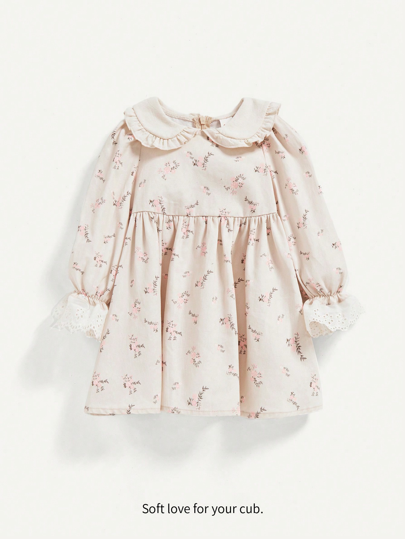 Cozy Cub Baby Girls' Doll Collar Long Sleeve Floral Printed Dress With