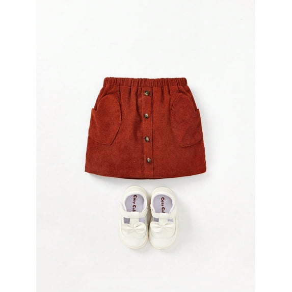 Cozy Cub Baby Girls' Solid Color Side Stripe Pocket A-Line Skirt