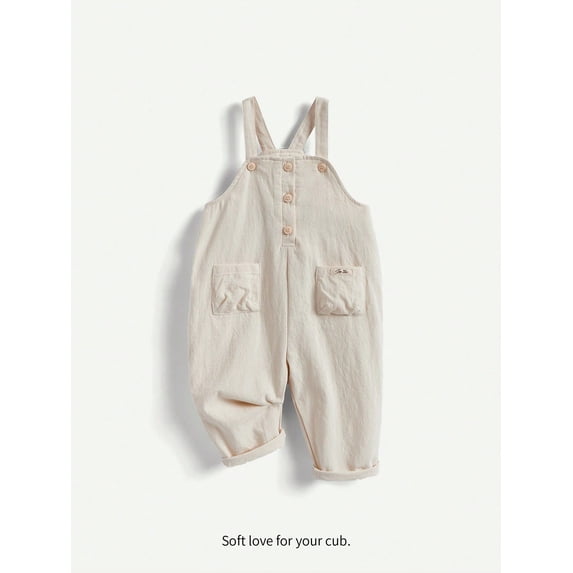 Cozy Cub Infant Girls' Decorative Patch Buckle Strap Pocket Casual Jumpsuit