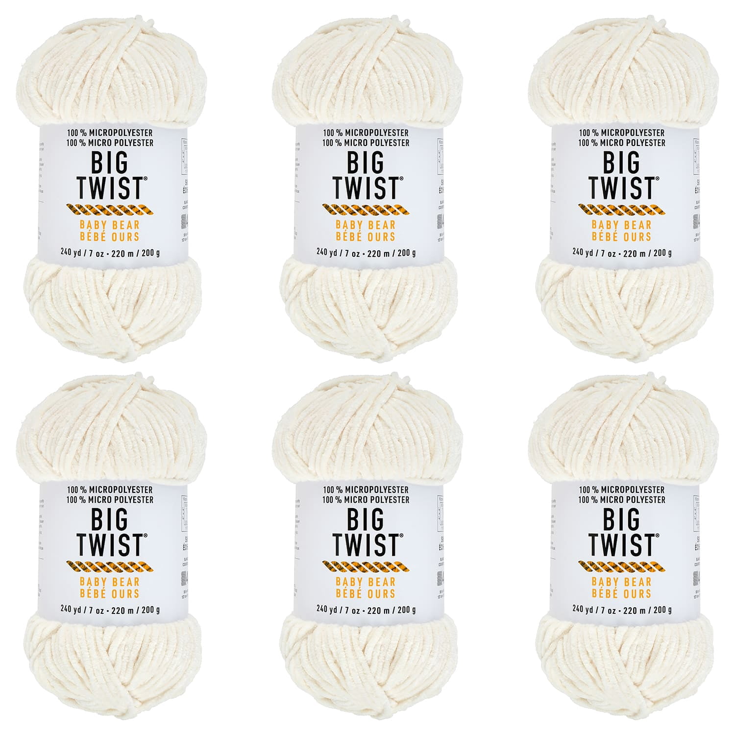 Big Twist Cozy Cub Yarn - Super Bulky (6) 100% Polyester Chenille Yarn, Soft & Plush for Knitting & Crochet Blankets, Hats, Scarves & Crafts, 241 yd / 7 oz Skein, 6 Pack