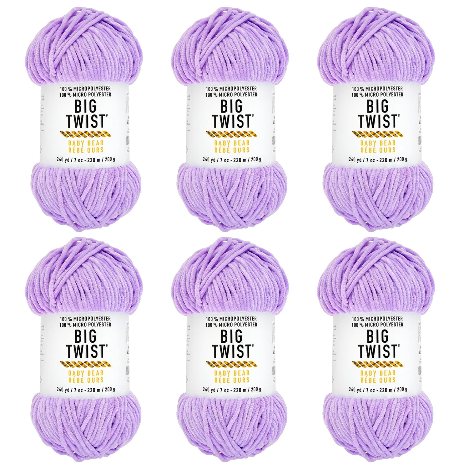 Big Twist Cozy Cub Yarn - Super Bulky (6) 100% Polyester Chenille Yarn, Soft & Plush for Knitting & Crochet Blankets, Hats, Scarves & Crafts, 241 yd / 7 oz Skein, 6 Pack