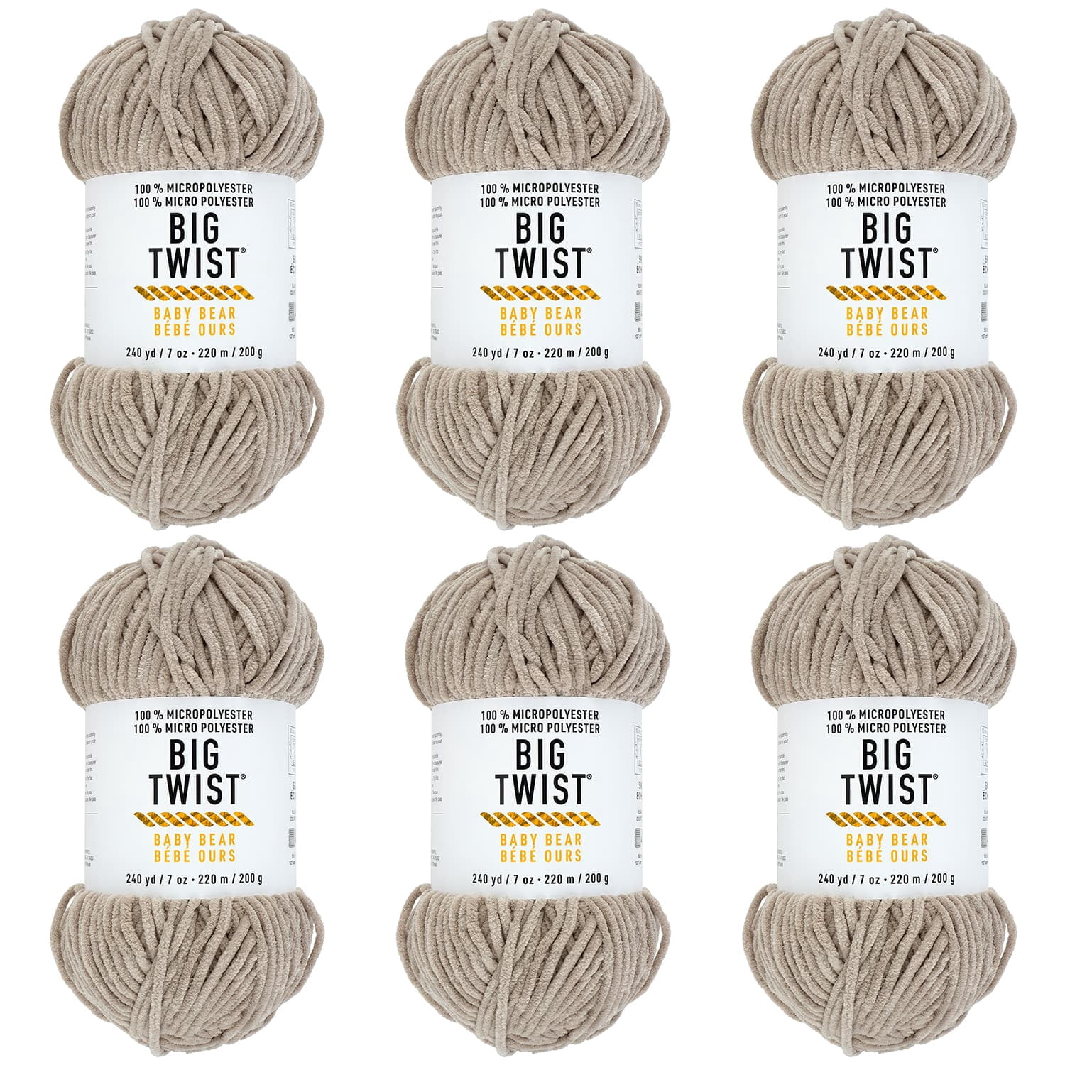 Big Twist Cozy Cub Yarn - Super Bulky (6) 100% Polyester Chenille Yarn, Soft & Plush for Knitting & Crochet Blankets, Hats, Scarves & Crafts, 241 yd / 7 oz Skein, 6 Pack