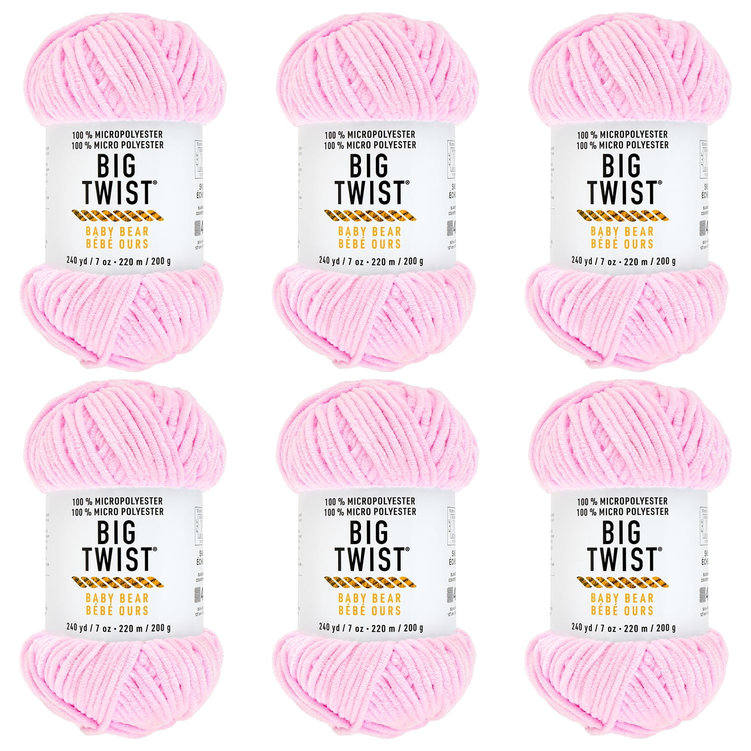 Big Twist Cozy Cub Yarn - Super Bulky (6) 100% Polyester Chenille Yarn, Soft & Plush for Knitting & Crochet Blankets, Hats, Scarves & Crafts, 241 yd / 7 oz Skein, 6 Pack