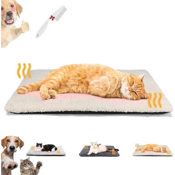 Cozy Cuddle Cat Bed, Cozy Cuddle Self-Heating Pet Bed, Thermal Self Warming Cat Mat & Pad, Non-Slip Safety for Indoor Floor, Outdoor Crates & Feral Cat House (White, S-40 * 50cm)