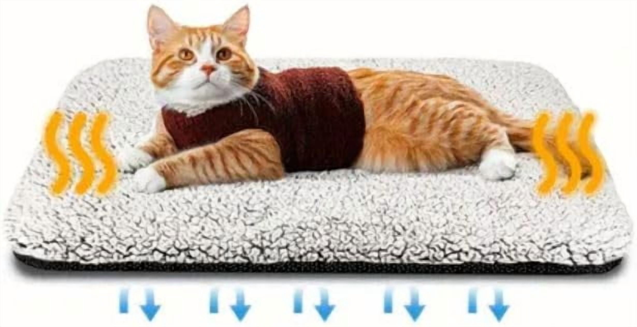 Cozy Cuddle Self-Heating Pet Bed, Thermal Self Warming Cat Mat & Pad, Washable Noiseless Fleece Warmer, Non-Slip Safety for Indoor Floor, Outdoor Crates & Feral Cat House