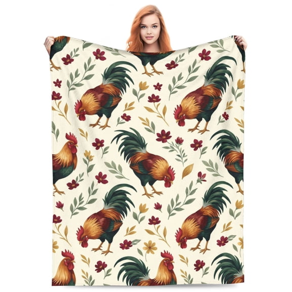 Cozy Cute Chicken Print Flannel Blanket, Lightweight and Soft Throw for Kids and Adults, Couch Bed and Sofa 50x40